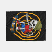 Skull Skeleton Recreational Activity Skater Skateb フリースブランケット (正面(横))