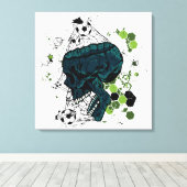 skull soccer crâne football tête de mort  キャンバスプリント (インサイチュ (ウッドフロア))