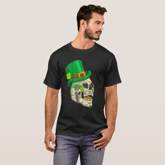 Skull St Patricks Day Irish Saint Patricks Day of  Tシャツ (正面フル)