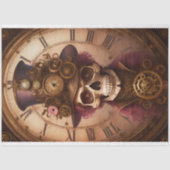 Skull Steampunk with clock tissue paper v1 薄葉紙 (正面)