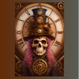 Skull Steampunk with clock tissue paper v1 薄葉紙