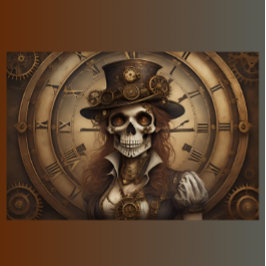 Skull Steampunk with clock tissue paper v2 薄葉紙