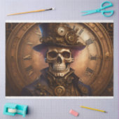 Skull Steampunk with clock tissue paper v3 薄葉紙 (クラフト)