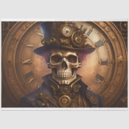Skull Steampunk with clock tissue paper v3 薄葉紙