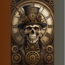 Skull Steampunk with clock tissue paper v4 薄葉紙