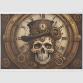 Skull Steampunk with clock tissue paper v5 薄葉紙 (正面)