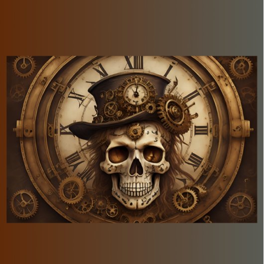 Skull Steampunk with clock tissue paper v5 薄葉紙