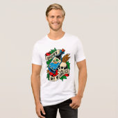 Skull & Sunset Tropical Tattoo | Unique Gift Idea トライブレンドＴシャツ (正面全面)
