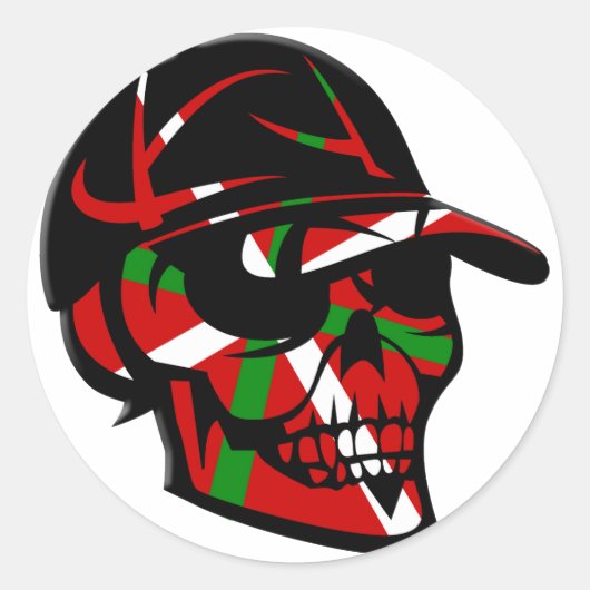 Skull surfeur Basque ラウンドシール (正面)