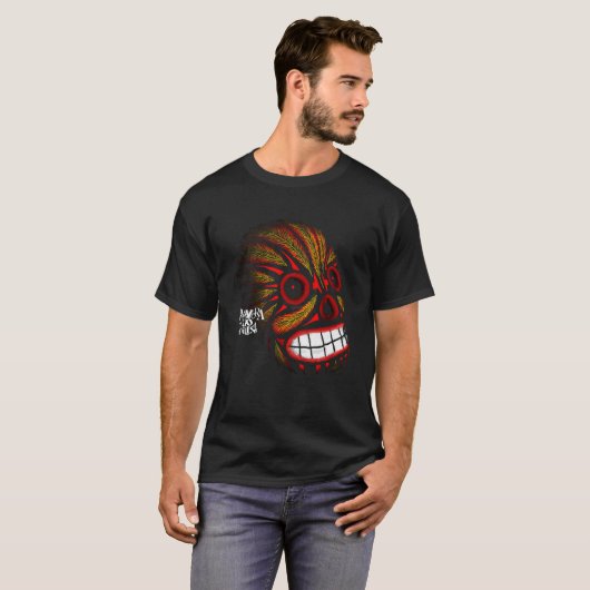 Skull t-shirts with feathers fun designs tシャツ (正面フル)