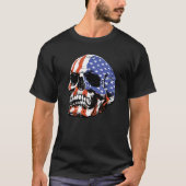 Skull USA Flag America Tシャツ (正面)