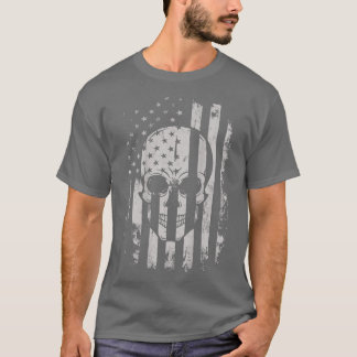 Skull Vintage American Flag Patriotic Men Women (o Tシャツ