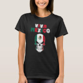 Skull Viva Mexico Pride Independence Day Mexican F Tシャツ (正面)