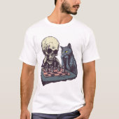 Skull vs Cat � Funny Chess Battle Tシャツ (正面)