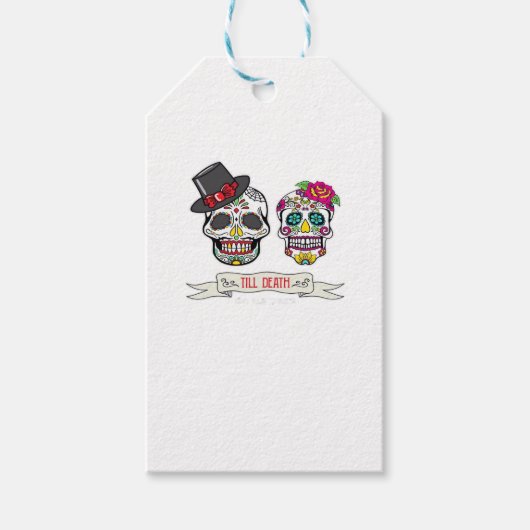 Skull Wedding Bride and Groom Till Death Print ギフトタグ (正面)