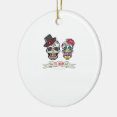 Skull Wedding Bride and Groom Till Death Print セラミックオーナメント (左)