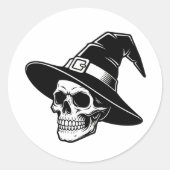 Skull Witch Hat Gothic Art - sticker ラウンドシール (正面)