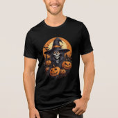 Skull Witch with Pumpkins Halloween Art トライブレンドTシャツ (正面)