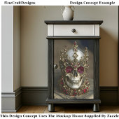 Skull With Baroque Gold Ruby Crown DW6 Decoupage 薄葉紙