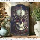 Skull With Baroque Gold Ruby Crown DW6F Decoupage 薄葉紙