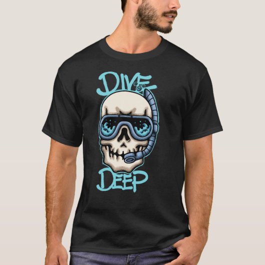 Skull with Dive Gear streetwear Tシャツ (正面)