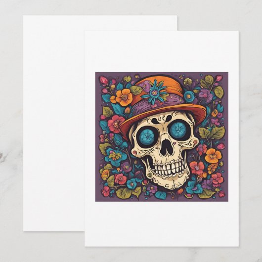 skull with flowers 招待状 (正面/裏面)