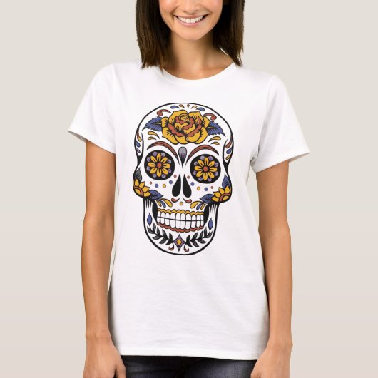 Skull with Flowers Tシャツ (正面)