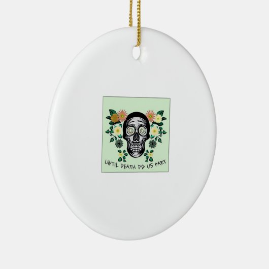 Skull With Flowers Until Death Do Us Part Classic セラミックオーナメント (右)