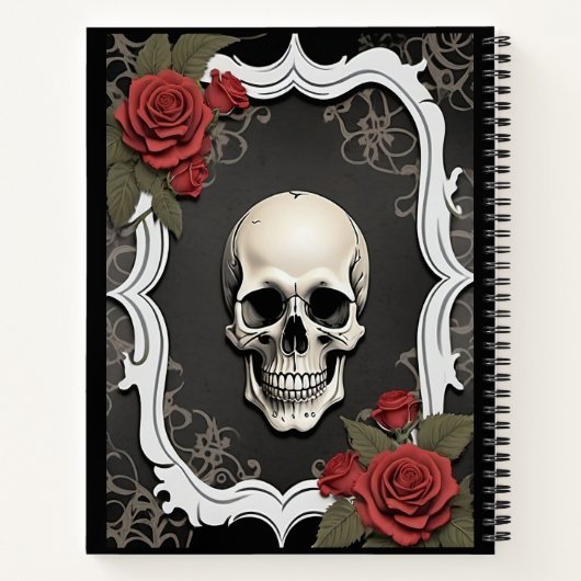 Skull with Roses and White Frame ノートブック (裏面)