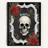 Skull with Roses and White Frame ノートブック (正面)