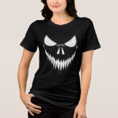 skull with sharp teeth and glaring eyes,halloween トライブレンドＴシャツ (正面)