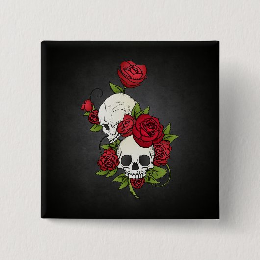 Skulls花のDia de los Muertos |ボタン 缶バッジ (正面)