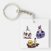 Skulls and Candles Illustration Set キーホルダー (正面)
