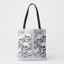 skulls and pumpkins tote トートバッグ