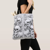 skulls and pumpkins tote トートバッグ (クローズアップ)