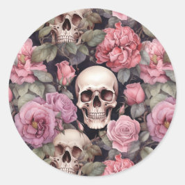 Skulls and roses ラウンドシール