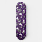 Skulls And Roses Purple Gothic スケートボード (正面)