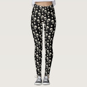 Skulls Diamond Pattern Black Halloween Leggings レギンス (正面)