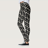 Skulls Diamond Pattern Black Halloween Leggings レギンス (左)