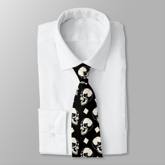 Skulls Diamond Pattern Halloween Celebration ネクタイ (タイ)