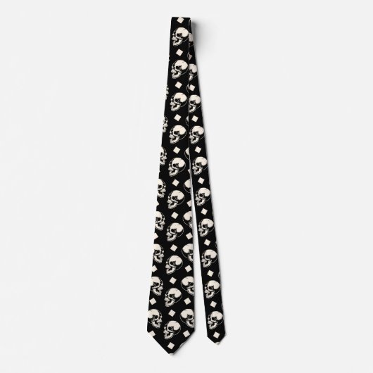 Skulls Diamond Pattern Halloween Celebration ネクタイ (正面)