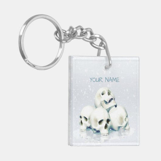 Skulls in the snow. Personalized キーホルダー (正面左)