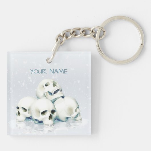 Skulls in the snow. Personalized キーホルダー (裏面)