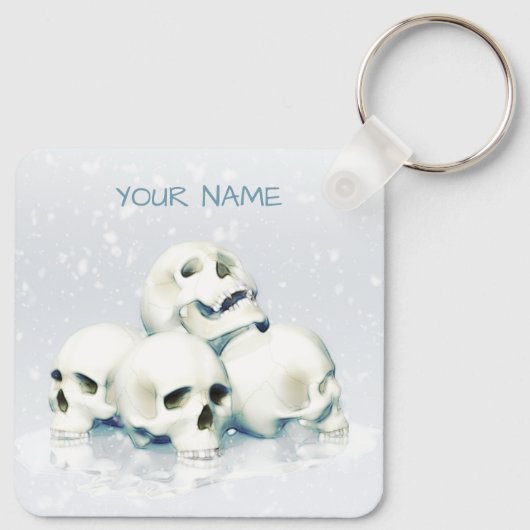 Skulls in the snow. Personalized キーホルダー (裏面)