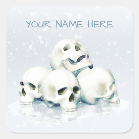 Skulls in the snow. Personalized スクエアシール (正面)