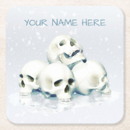 Skulls in the snow. Personalized スクエアペーパーコースター