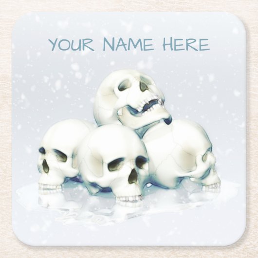 Skulls in the snow. Personalized スクエアペーパーコースター (正面)