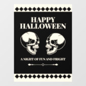 Skulls Laughing Black Cream Halloween Window Cling ウィンドウサイン (シート)