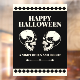 Skulls Laughing Black Cream Halloween Window Cling ウィンドウサイン