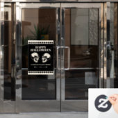 Skulls Laughing Black Cream Halloween Window Cling ウィンドウサイン (オフィスドア)